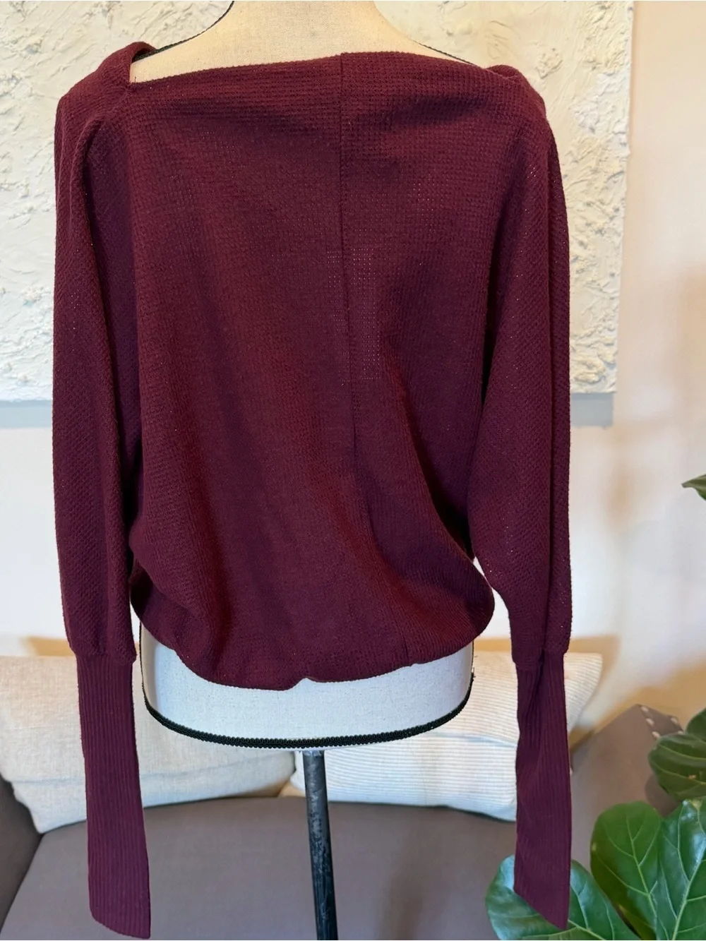 Urban Outfitters Waffle Knit Pullover Drawstring Top Raspberry Sz XS NWT